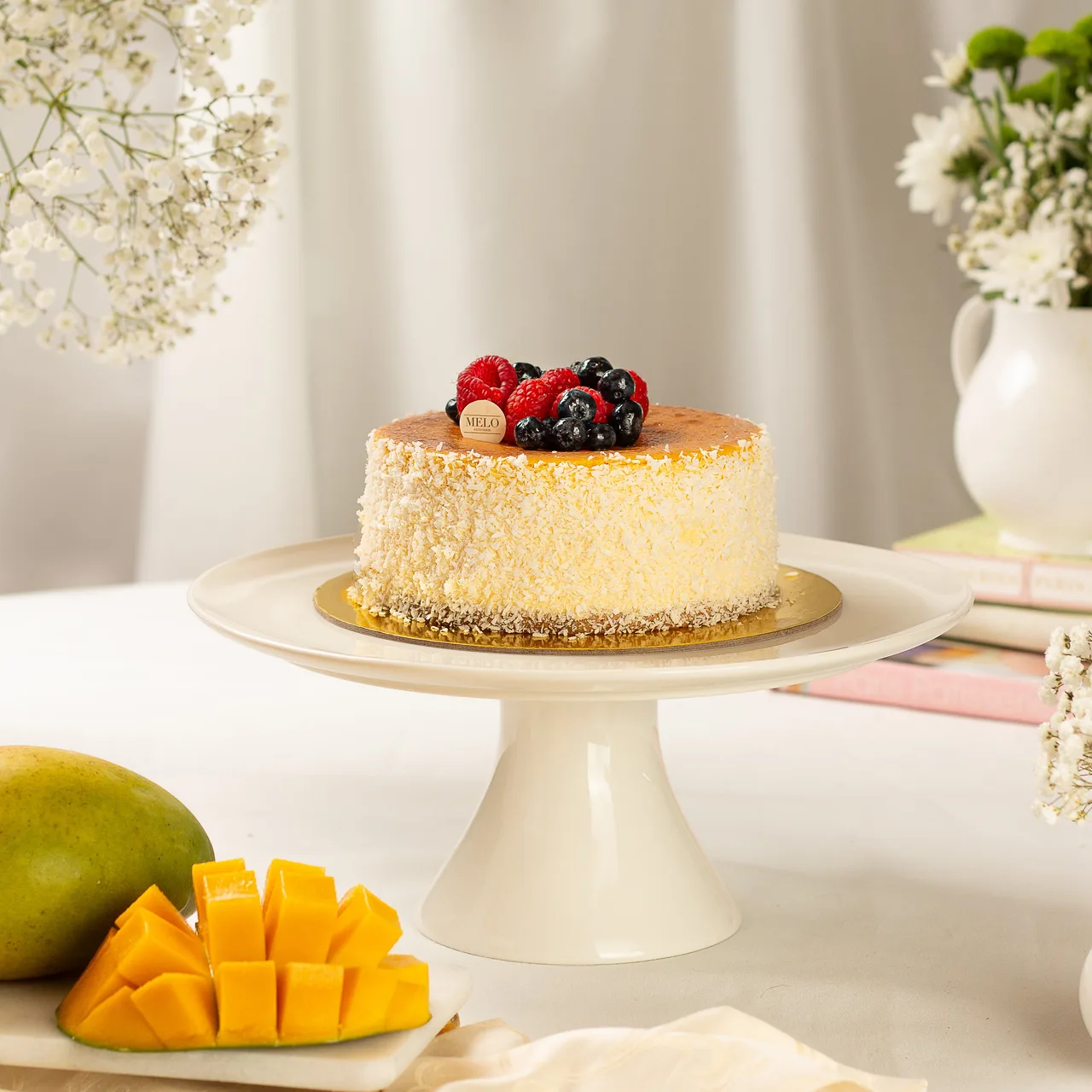 Ricotta Mango Passion Fruit Cheesecake